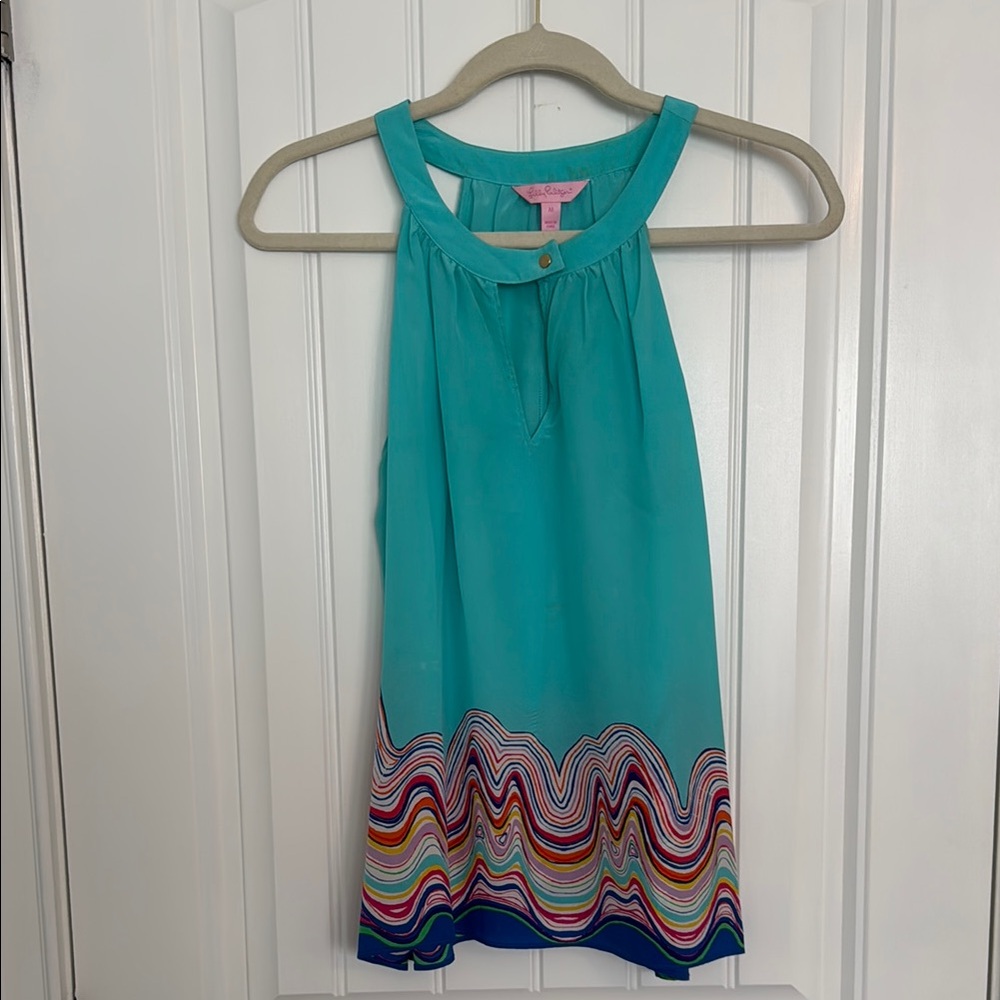 Lilly Pulitzer silk Rohan Tank Shorely Blue sz M